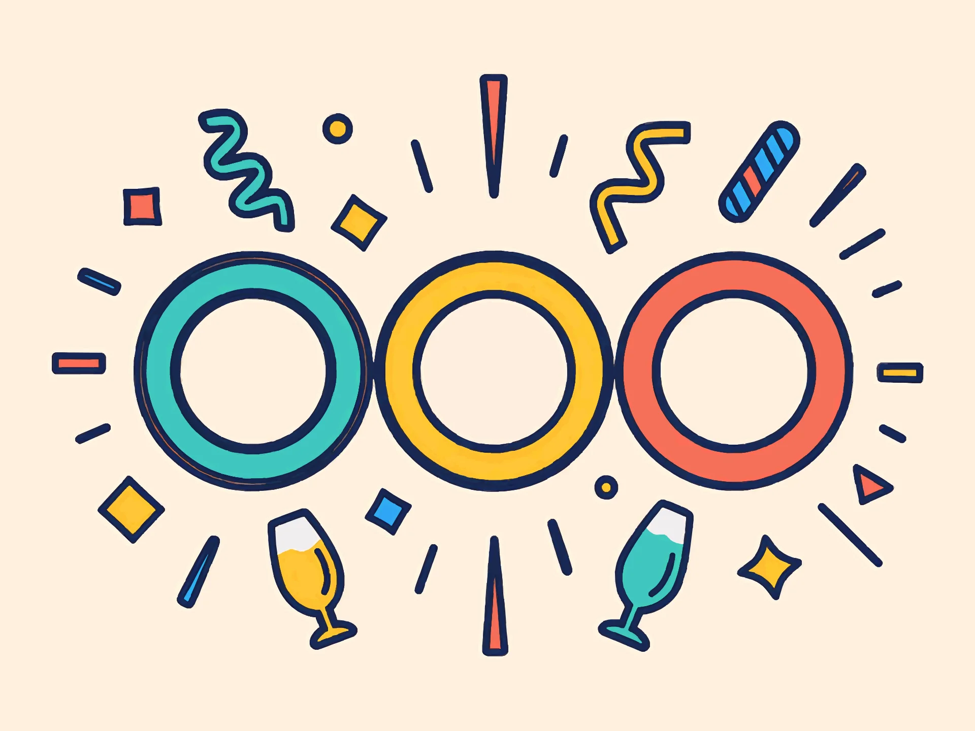 New Year card — playful style