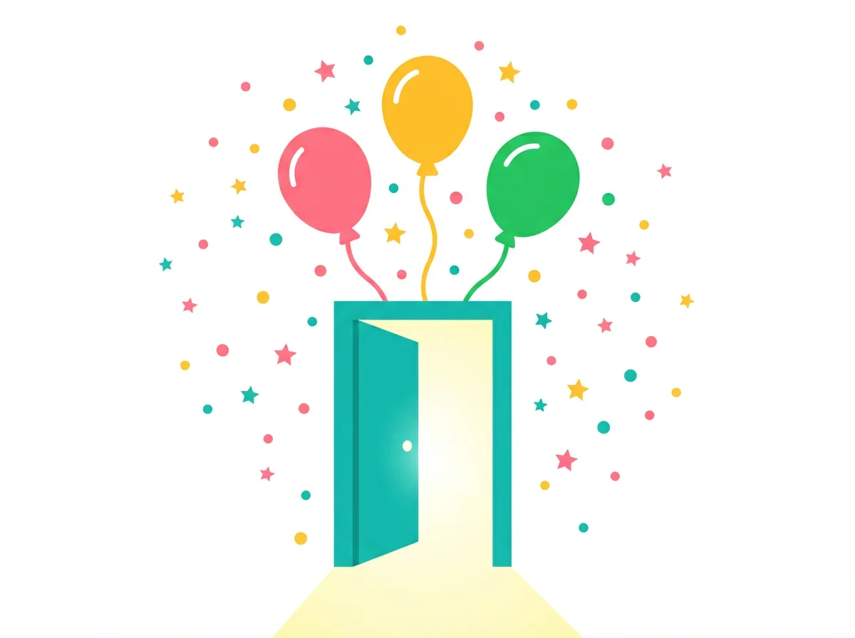 Welcome card — playful style